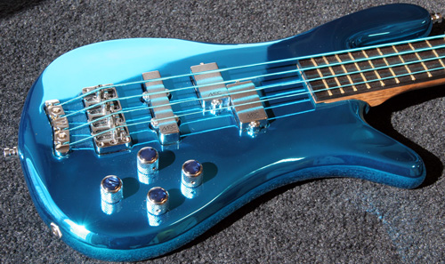 Warwick Streamer in Blue Chrome, Top of Guitar